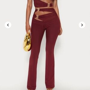 Fashion Nova Wine Cut-Out Flare two piece set